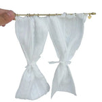 rideau poupée or blanc accessoires poupée classique fixations rubans tissu épais rayures gris
