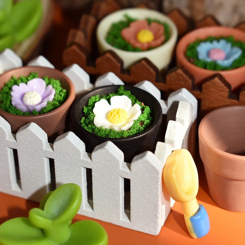 pots fleurs miniatures résine couleurs variées moderne minimaliste jardinage accessoires maison poupée éléments