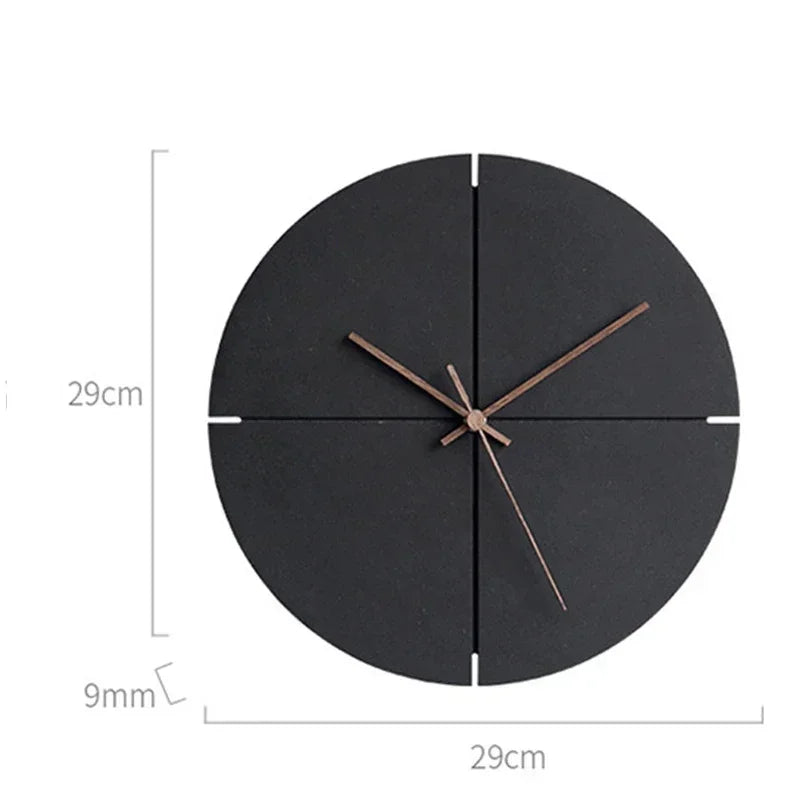 horloge murale moderne minimaliste bois noir sans bavures 29cm diamètre aiguille muette decoration salon