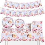 assiettes dessert fées arc ciel serviettes tasses papier nappe fête thème féerique