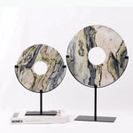 disques decoratifs marbre modernes blanc gris noir beige support metallique decoration maison