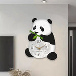 horloge murale panda blanc noir moderne dessin animé fond blanc visage unique chambre enfant