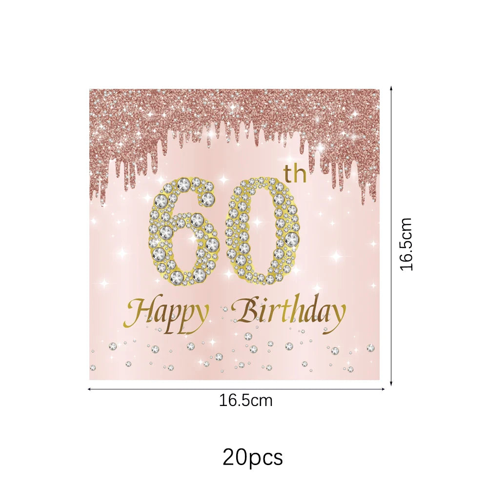 ensemble vaisselle jetable anniversaire rose gold assiettes serviettes gobelets pailles paillettes décoratif fête