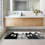 tapis gris blanc chatons yeux blancs fond moderne antidérapant polyester
