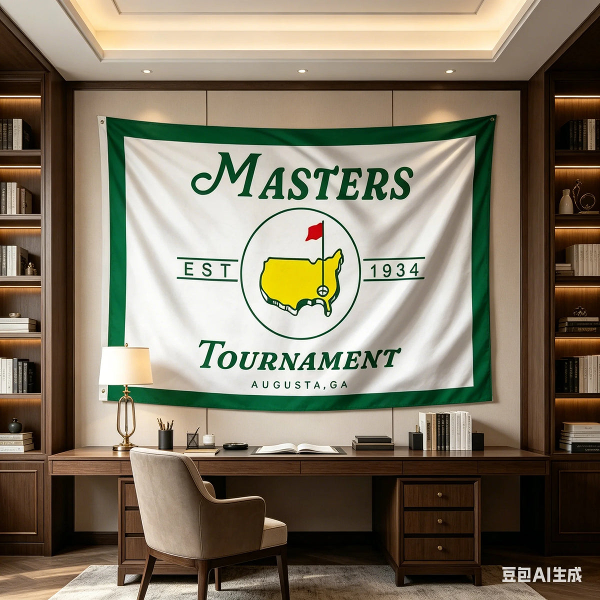 drapeau masters tournament vert blanc impression polyester classique decoration murale chambre grande taille