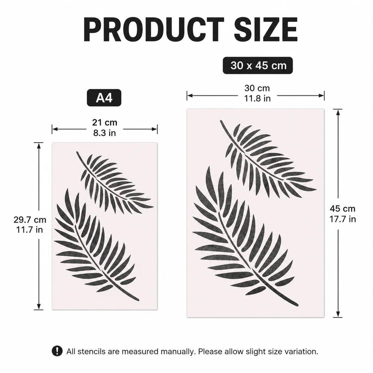 pochoirs stencil feuilles palmier blanc moderne décoration peinture mur toile tissu diy a4 30x45cm
