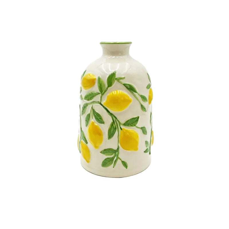 vase decoratif fleurs artificielles lemons peintures main decoration intérieure rustique maison