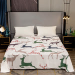 drap plat motif cerfs sauvages carreaux couleur blanc vert gris marron rouge lit moderne
