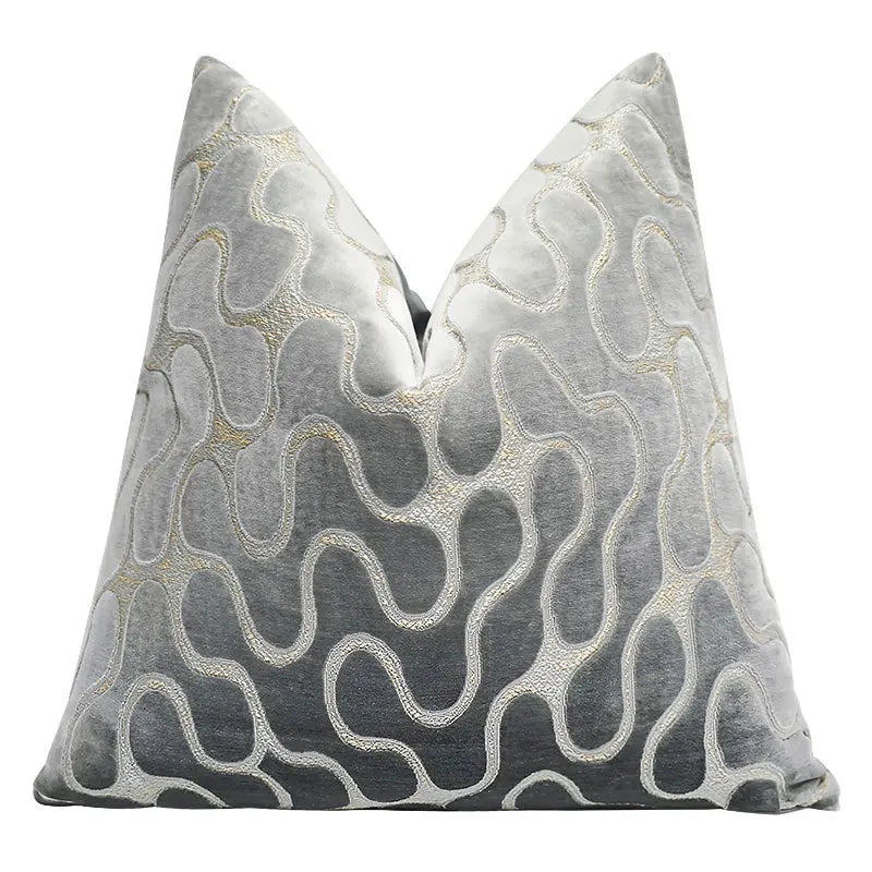 housse coussin velours géométrique contemporain 30x50 45x45 50x50 gris vert doré