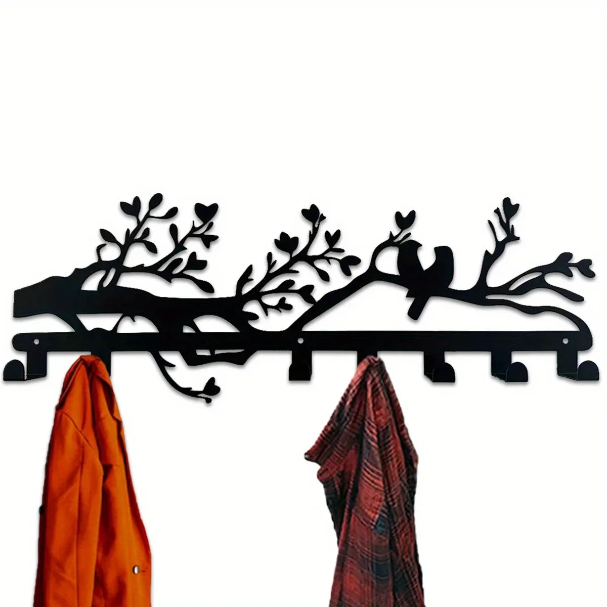 patères murales branche arbre oiseaux modernes décoratives entrée organisatrice porte clés noir blanc
