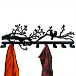 patères murales branche arbre oiseaux modernes décoratives entrée organisatrice porte clés noir blanc