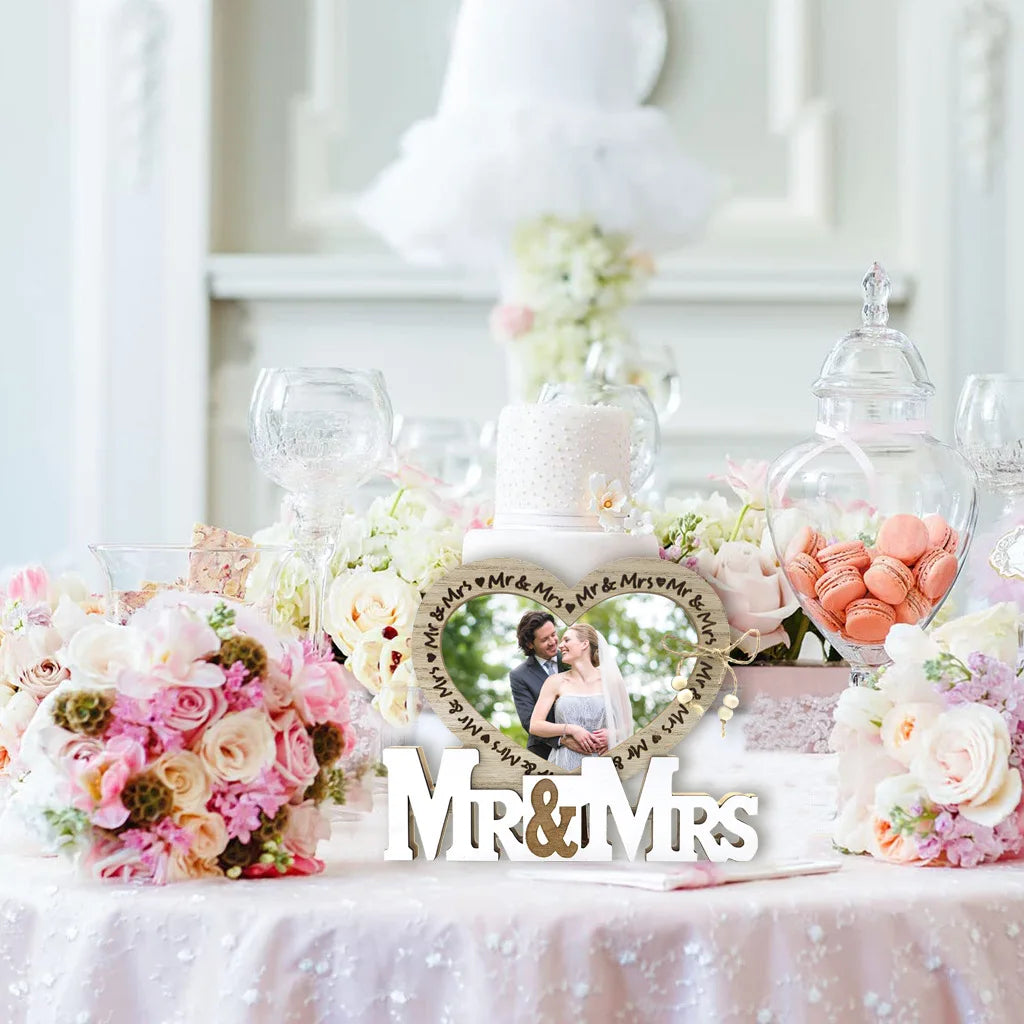 cadre photo bois coeur moderne mr mrs clips decoration valentin mariage famille erotique