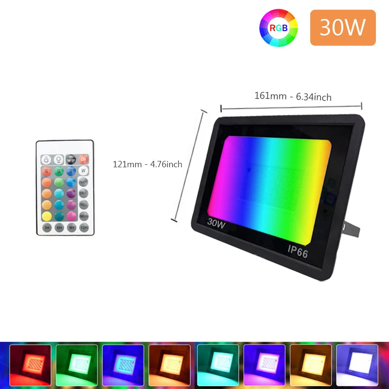 projecteur led rgb 100w ip66 waterproof modernes changement couleur modes dynamiques contrôle luminosité