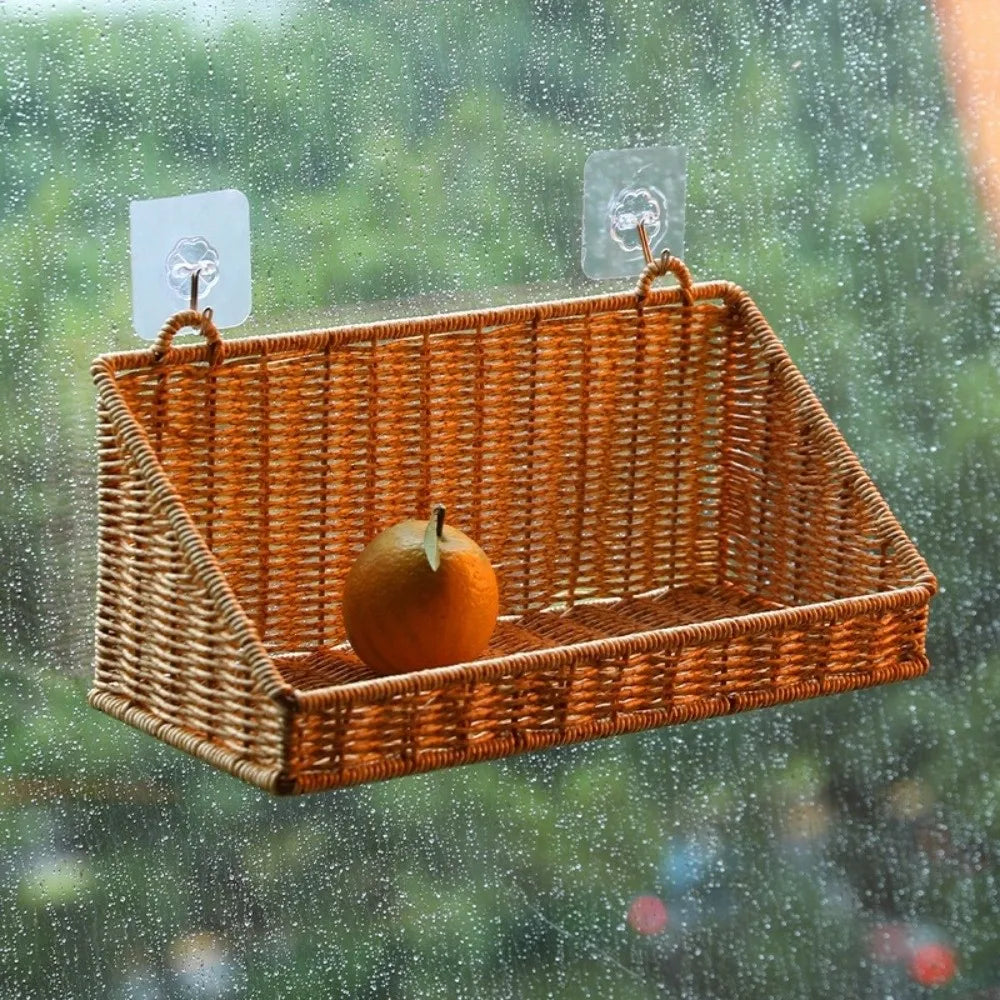 panier osier tressé marron clair rustique clips adhésifs cuisine rangement réutilisable grande capacité multipurpose