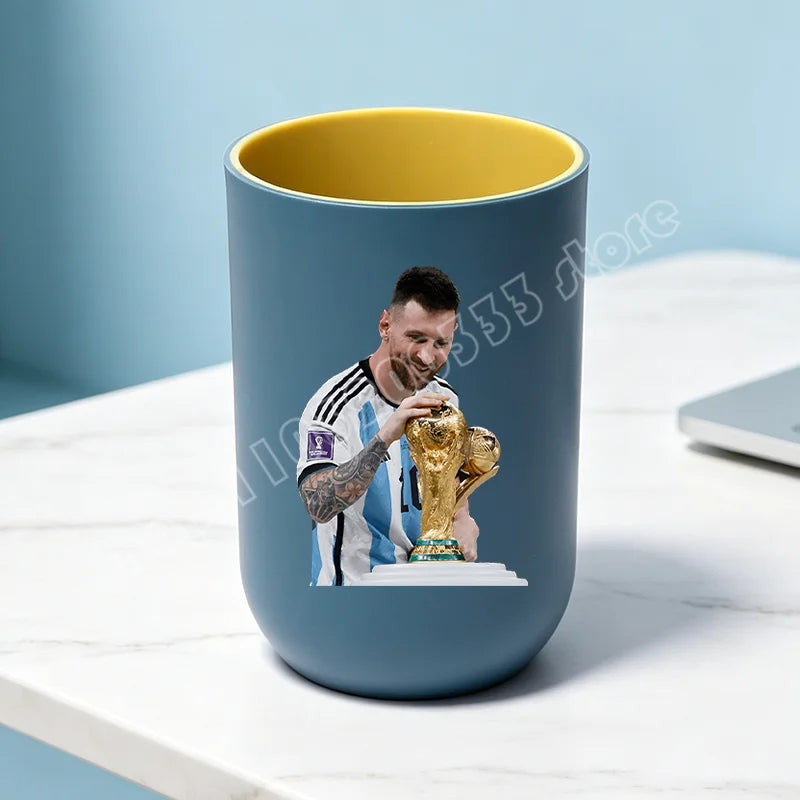 tasse unisexe moderne messi football bleu clair tasse eau brosse dents salle bain ornement
