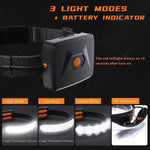lampe frontale led rechargeable 1500lm noir orange 3modes ipx6 14h usb