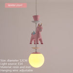 suspension lumineuse verre résine chevaux arc ciel moderne bleu rose enfant blanc contemporain
