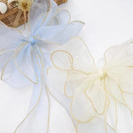 rideau fenêtre transparent rubans décoratifs nœuds dorées élégants maison vintageclair rose blanc