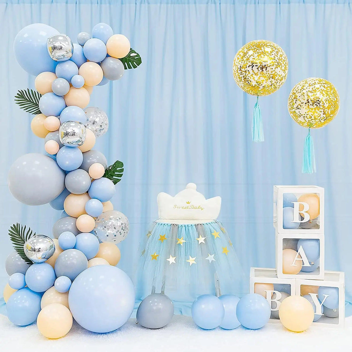 rideau moderne bleu clair uni semi opaque 150x214cm mariage anniversaire