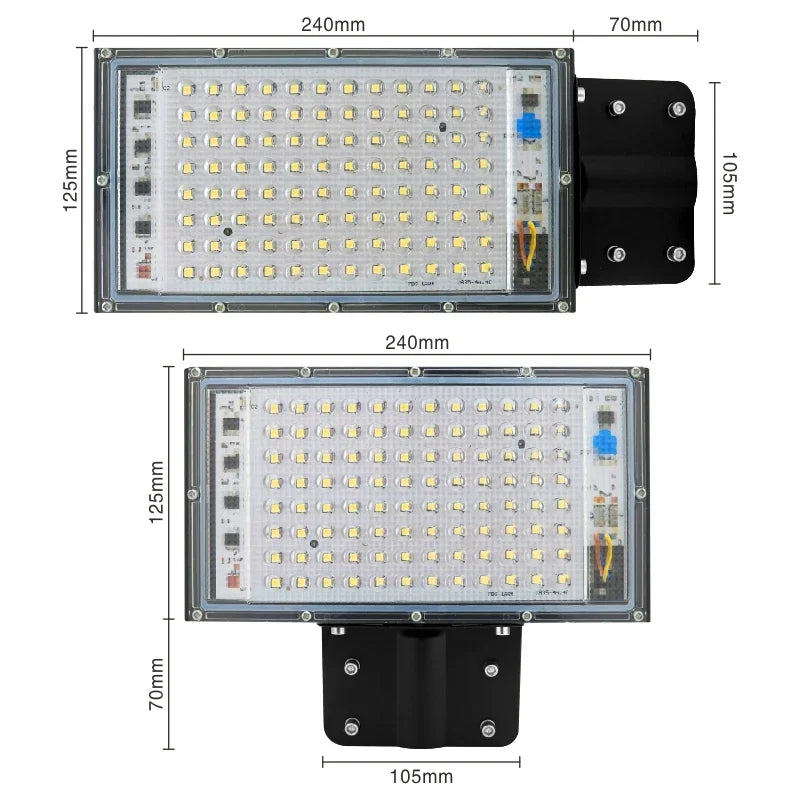 lampe rue led 100w ip65 industrielle noire moderne câble vis fixation aluminium contemporaineextérieur