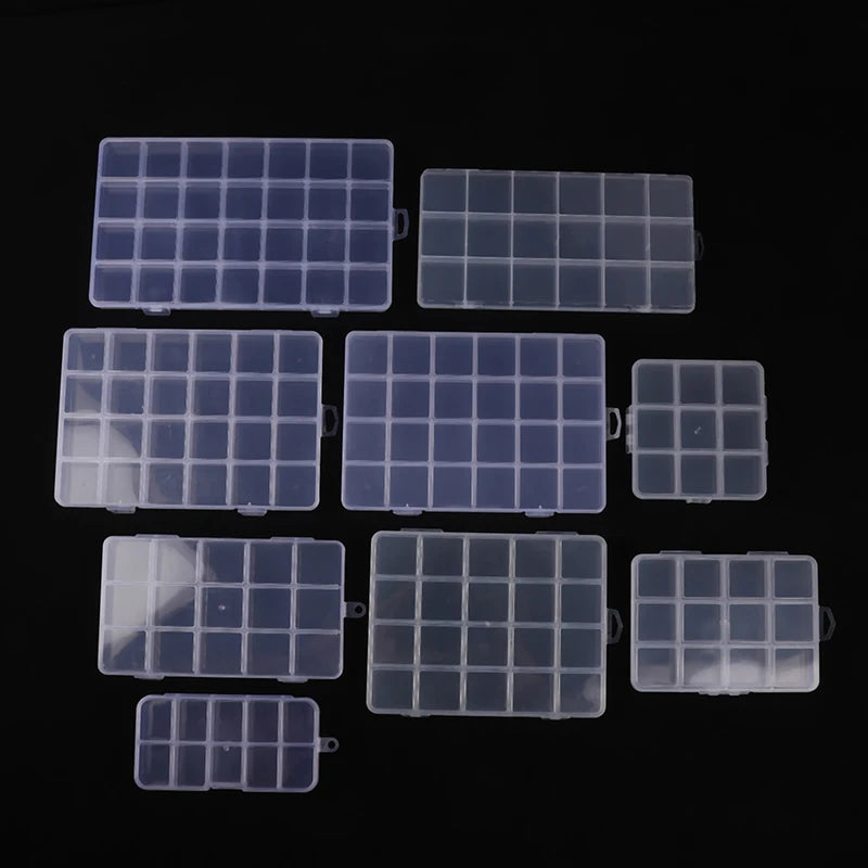 organisateur trousse maquillage boîtes rangement transparentes compartiments clips modernes kit nail art outils strass