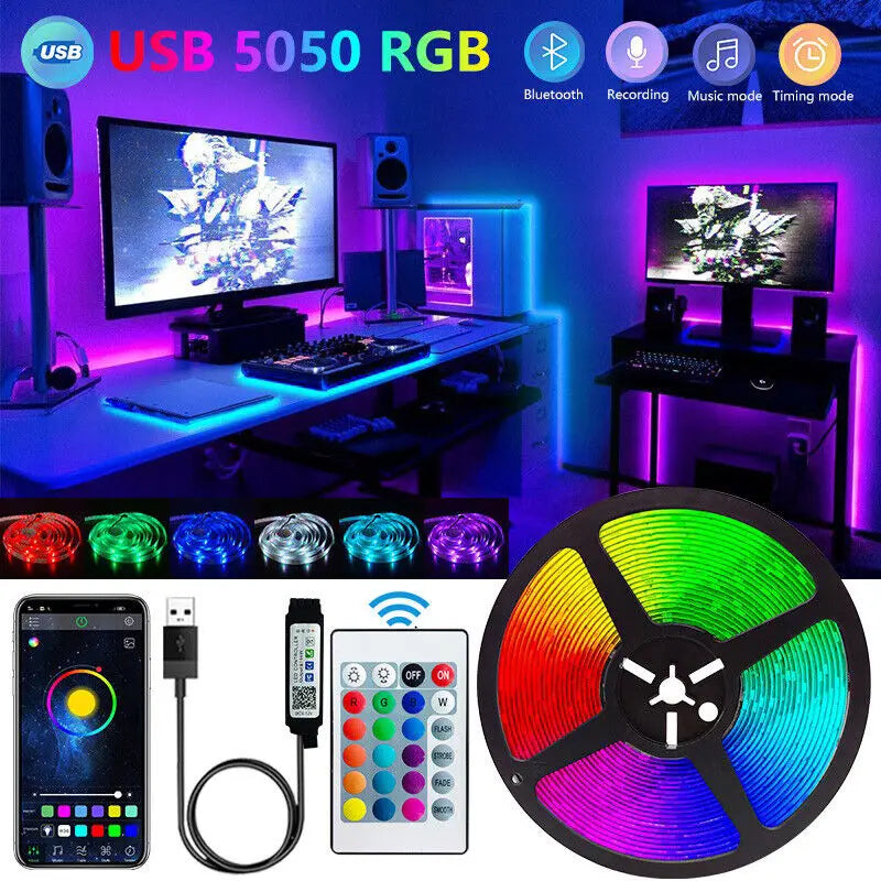 ruban led multicolore moderne télécommande adhésif 1m 2m 3m 5m led rouges vertes bleues