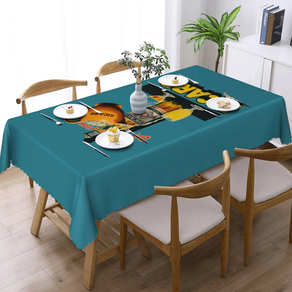nappe table bleu marine logo ricard moderne imperméable résistance taches 66x183cm