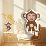 coussin personnalisé mignon singe imprimé moderne marron beige blanc amovible coton polyester oblong adultes