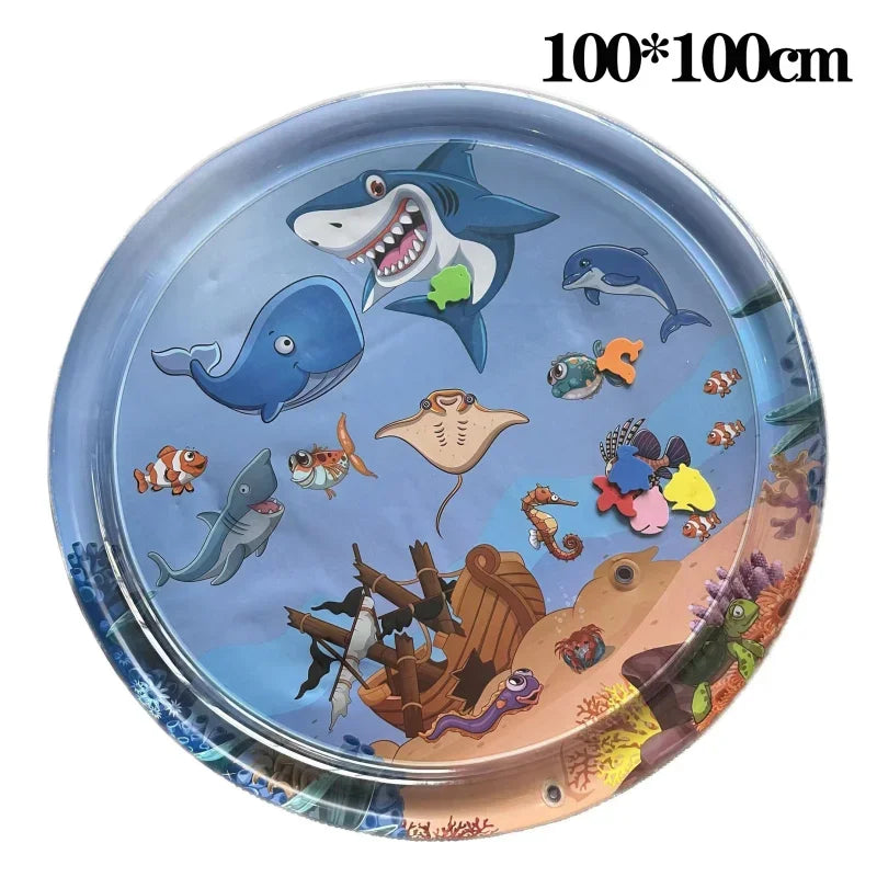 tapis d'éveil bébé thème marin poissons coraux étoiles mer bleu blanc orange verte rose