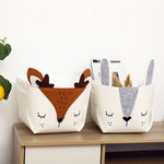 panier rangement pliable coton bio animal mignon blanc moderne jouets enfants