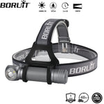 lampe torche led gris métallisé modes ipx4 étanche anti dérapante moderne compact bandeau ajustable