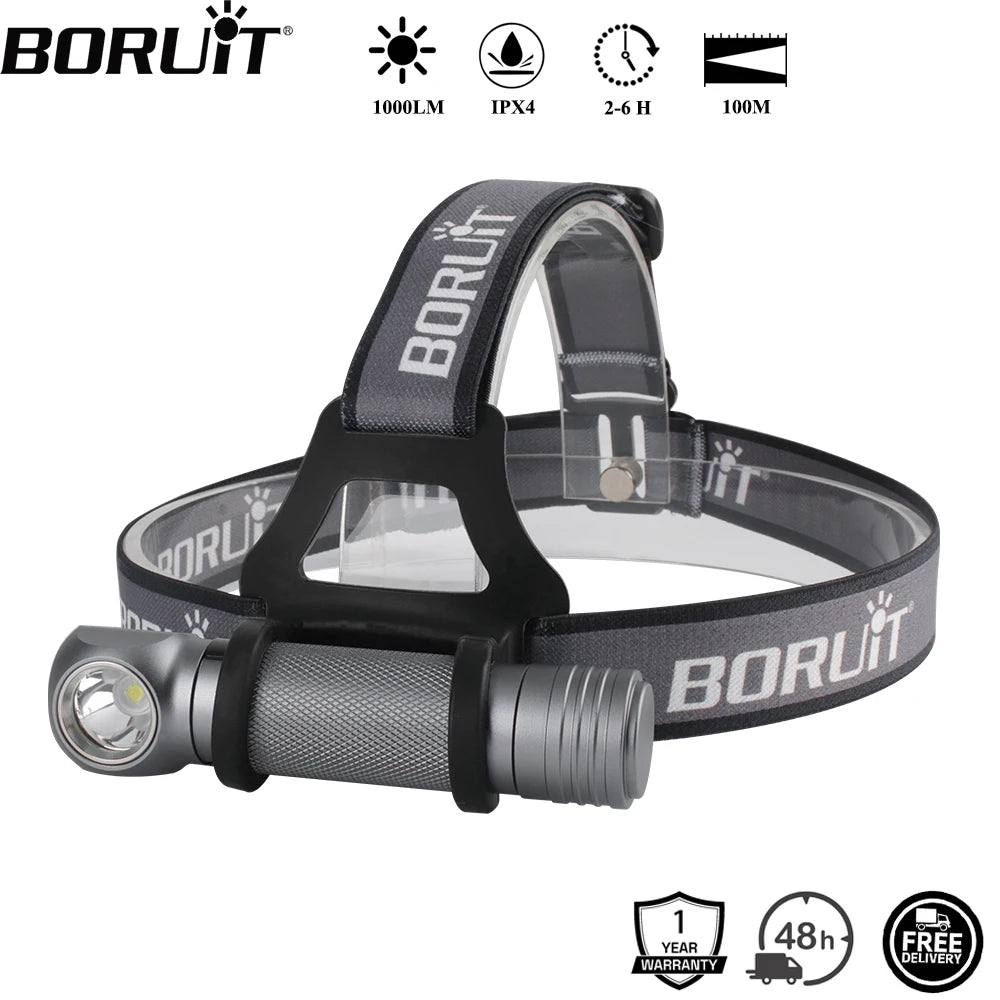 lampe torche led gris métallisé modes ipx4 étanche anti dérapante moderne compact bandeau ajustable