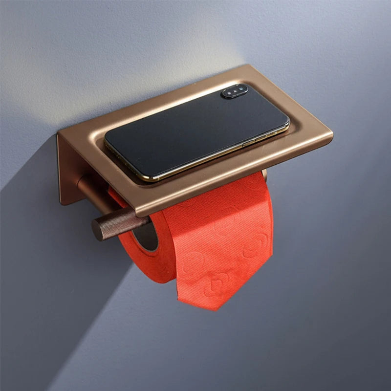 accessoires salle bain or rose moderne porte serviettes savon verre téléphone double rangée