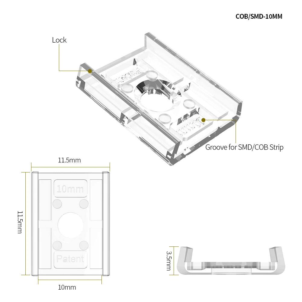 rubans led cob connecteurs clips transparents jaune rouge moderne technologique câbles 24v certifiés cee