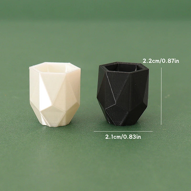 pots fleurs miniatures 1/12 blanc noir facettes géométriques moderne minimaliste