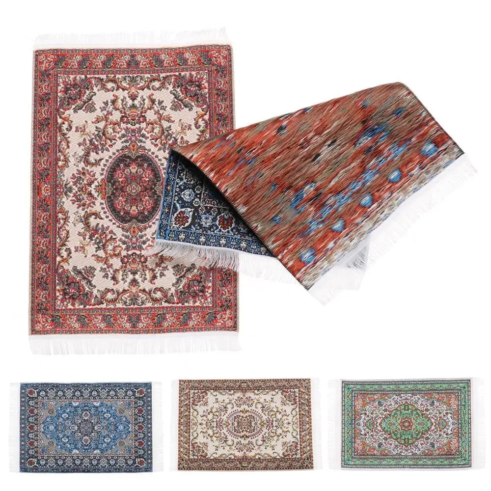 tapis turc ornements floraux motifs géométriques classique tapisserie miniature décoration intérieure tissu accessoire poupée