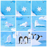 figurines animaux résine blanc noir jaune nautique pingouins phoque flocon neige détaillées maison jardinage