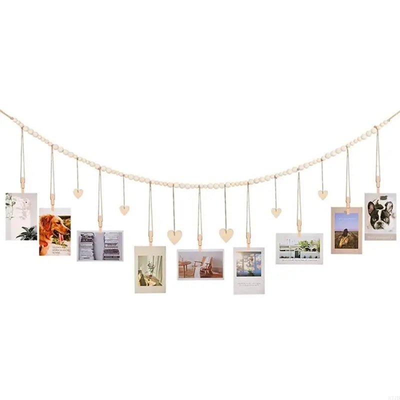 guirlande blanches clips bois cartes photo décorations murales rustiques adultes unisexes