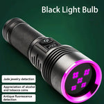 lampe torchon uv led rechargeable anti choc autodéfense affichage lcd texture anti glisse noire