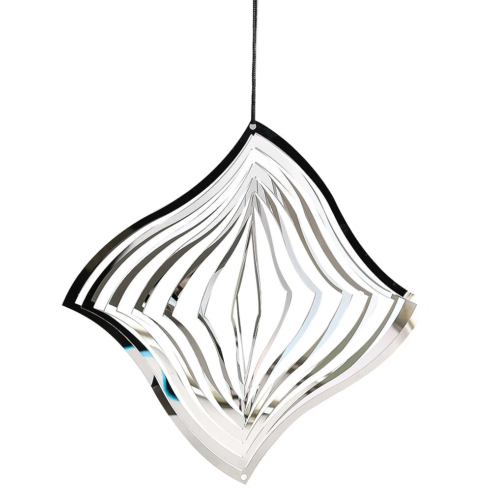 décoration murale mobile cinétique argentée moderne effet optique suspendue balcon jardin