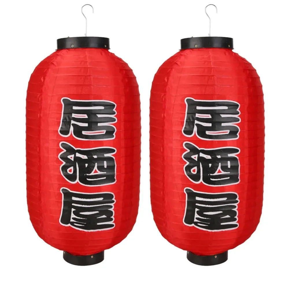 lanternes japonaises traditionnelles rouge blanche motifs floraux crochets métalliques opaques mariage fêtes événements
