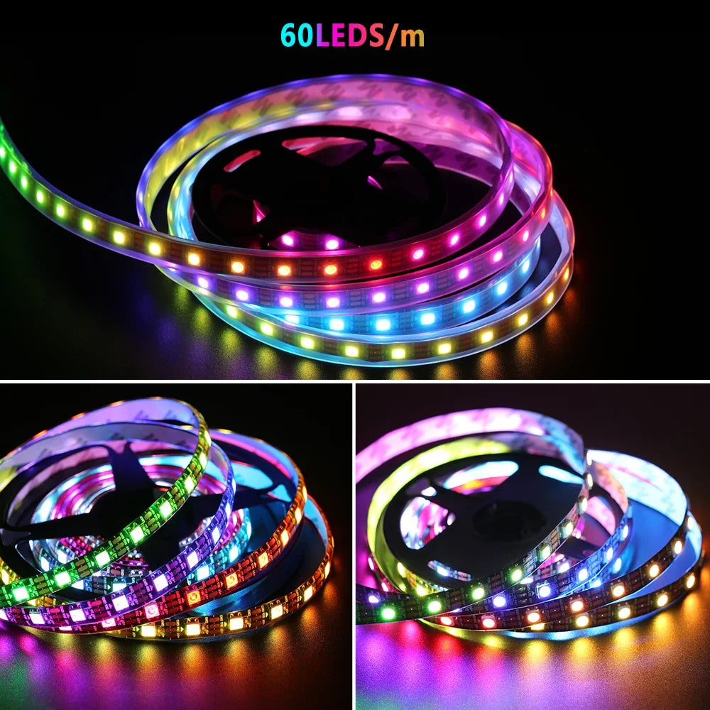 ruban led multicolore ip65 ip67 ws2812b 5v adhésif moderne 30leds 60leds rgb
