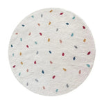 tapis rond moderne pois colorés multicolore blanc enfants salon chambreiaux