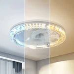 ventilateur led moderne télécommande blanc noir transparent cristal airflow lumiere vitesses