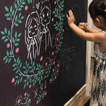 tableau noir autocollant vert foncé motifs graphiques crayons grunge adhésif facile nettoyage enfants art