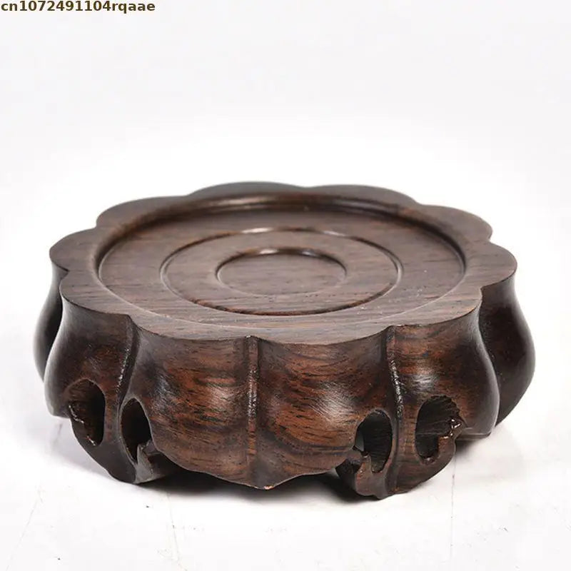 support aquarium bois sculpté marron foncé artisanal rustique decoration