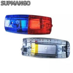 lampe sécurité led rouge bleue clips métalliques stroboscopique clignotante transparente moderne