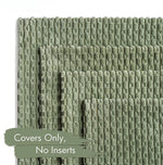 housse coussin carrée velours côtelé vert olive texture tissée garnissage blanc
