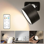lampe murale moderne rechargeable tactile noire adhésive led 360° rotation chambre cuisine