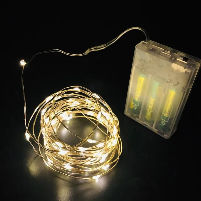 guirlande lumineuse fil cuivre led blanc doré moderne décoration noël mariage chambre